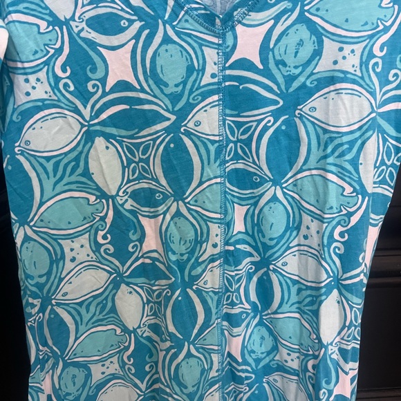 Lilly Pulitzer Fish Cotton Short Sleeve Dress Blue/White Small - Picture 5 of 6